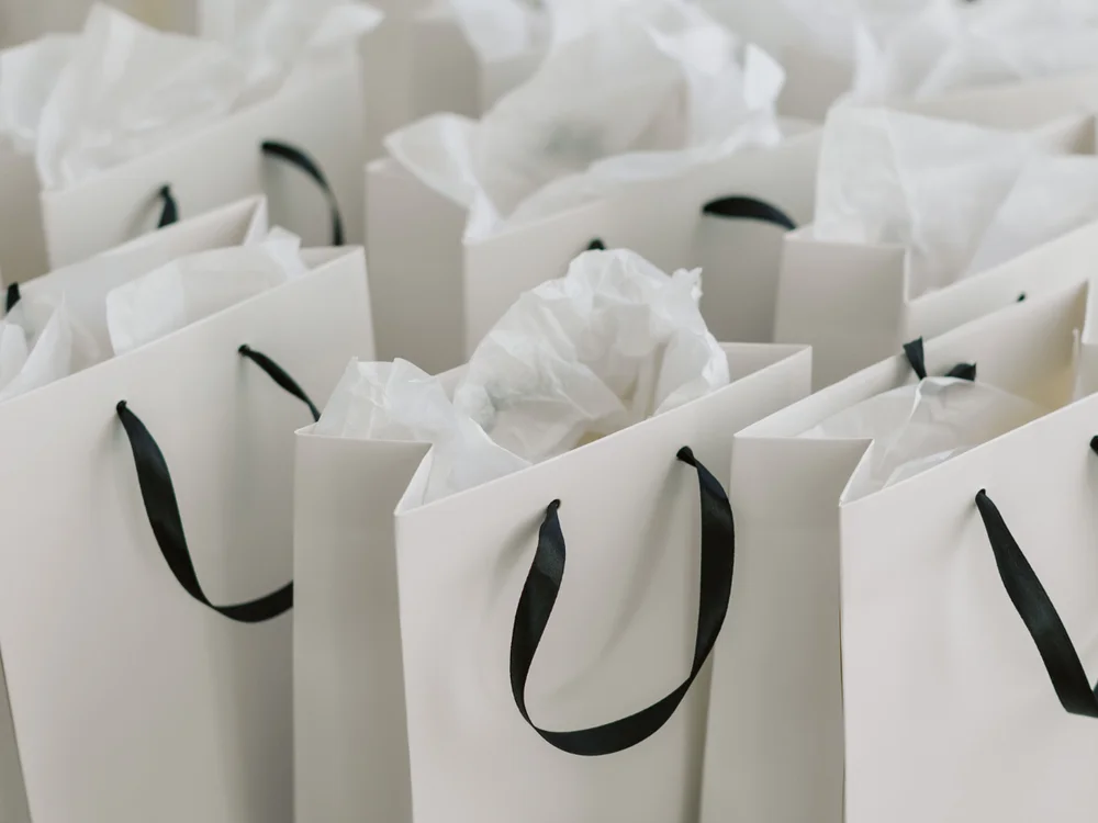 Wedding guest welcome bags for a downtown Indianapolis wedding weekend